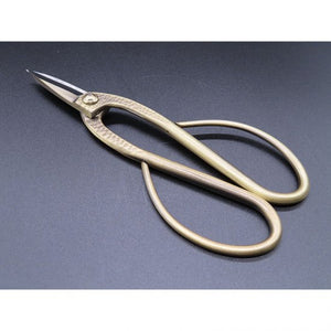 Traditional bronze long handled bonsai scissors